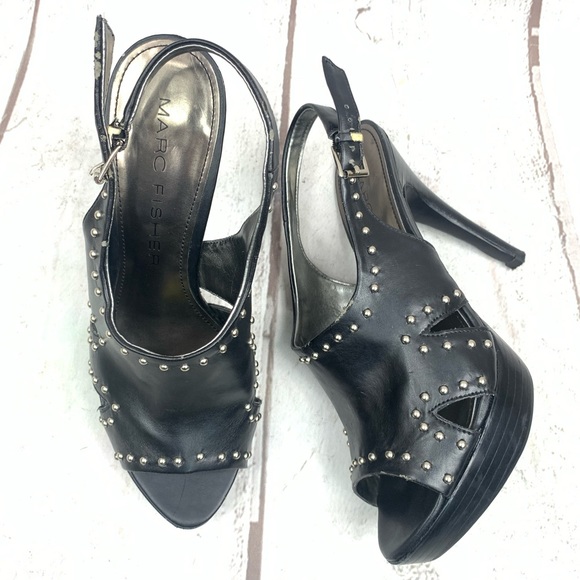 Marc Fisher Shoes - MARC FISHER sling back studded heel black S-7